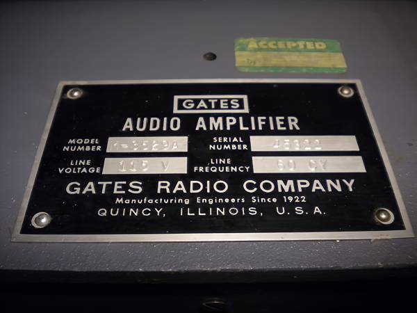 Gates-SA39 - Limiting Amplifier VariMU-Limiter - Typenschild
